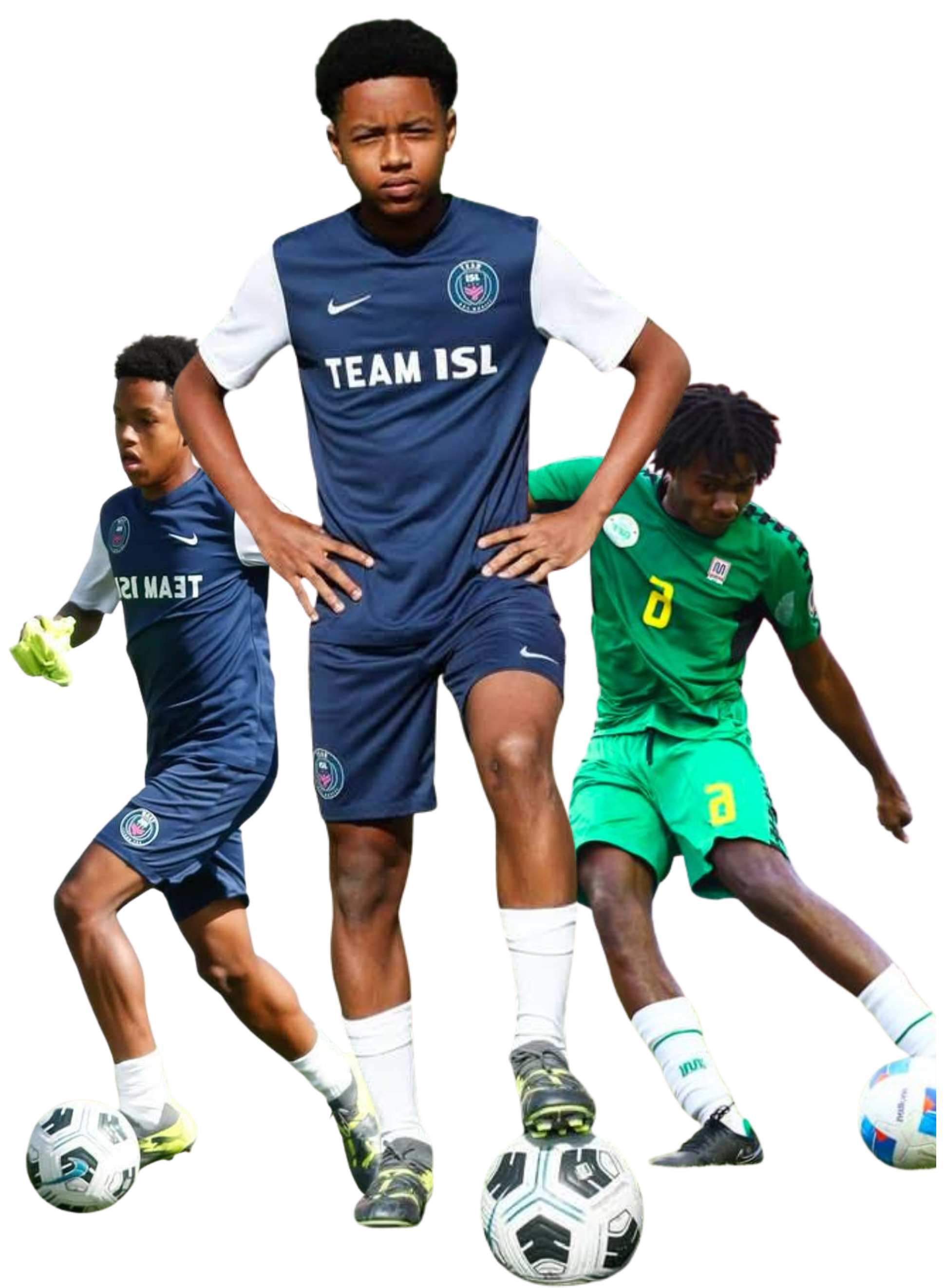 Youth players kicking a football